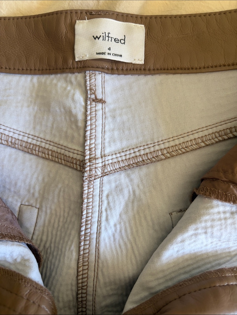 Aritzia Wilfred Leather Pants in Light Brown